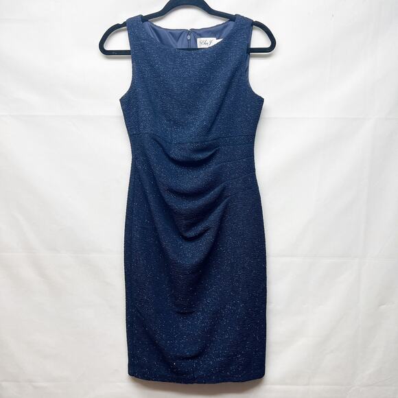 Eliza J Womens Midi Dress Petite 6 Metallic Party Cocktail Evening Wedding Guest - Picture 1 of 14